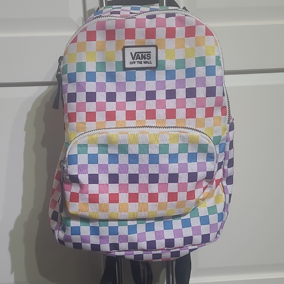 VANS WOMENS OFF THE WALL MIMI MULTICOLOR PATTEN BACKPACK.ALMOST NEW FRONT POCKET - Picture 1 of 7